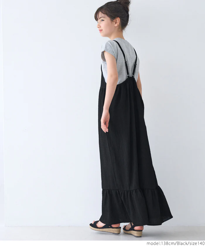 WEB限定セール ★1690円→110円シボシャーリング裾フレアオールインワン キッズ メール便不可 - Image 4