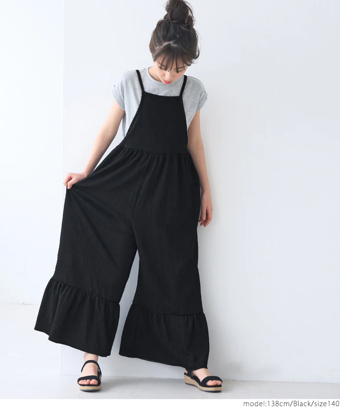 WEB限定セール ★1690円→110円シボシャーリング裾フレアオールインワン キッズ メール便不可 - Image 5