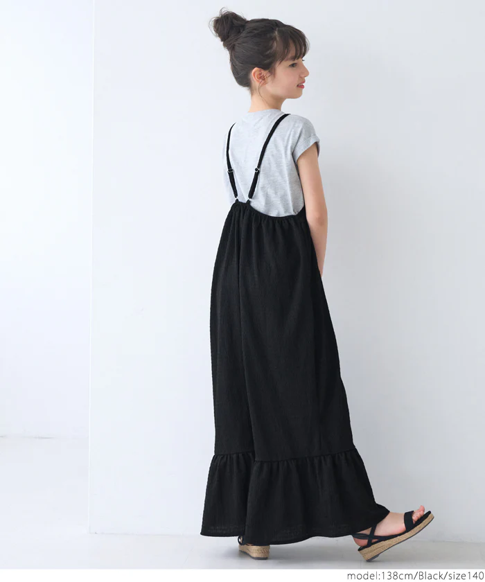 WEB限定セール ★1690円→110円シボシャーリング裾フレアオールインワン キッズ メール便不可 - Image 6