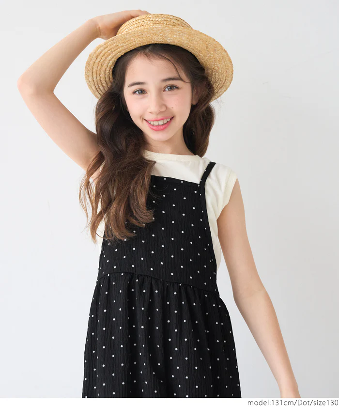 WEB限定セール ★1690円→110円シボシャーリング裾フレアオールインワン キッズ メール便不可 - Image 9