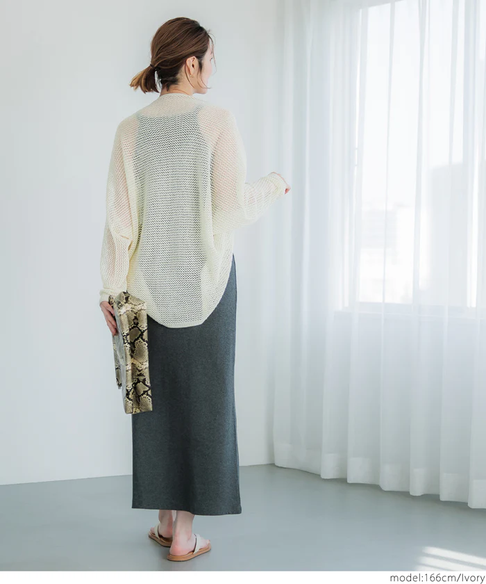 麻タッチメッシュカーディガン レディース メール便不可 - Image 8
