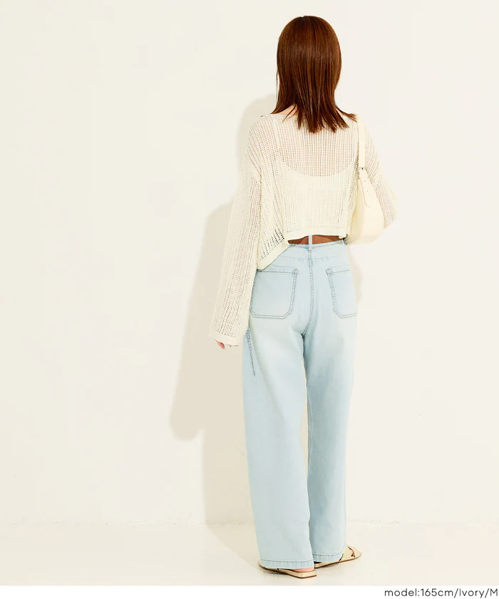 GW限定セール★ 麻タッチメッシュショートニット レディース メール便不可 - Image 4