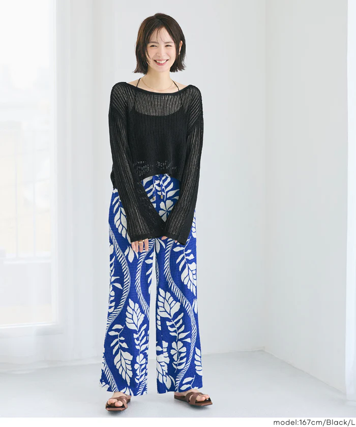 GW限定セール★ 麻タッチメッシュショートニット レディース メール便不可 - Image 6