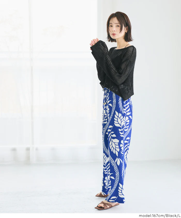 GW限定セール★ 麻タッチメッシュショートニット レディース メール便不可 - Image 7