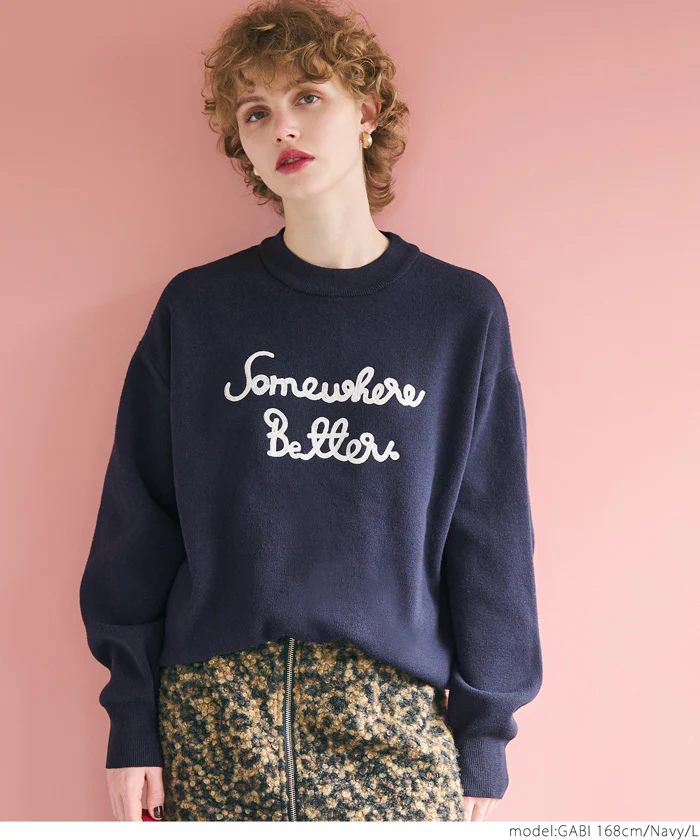 セール★2990円→1490円 ロゴ刺繍ニットトップス レディース メール便不可 - Image 6