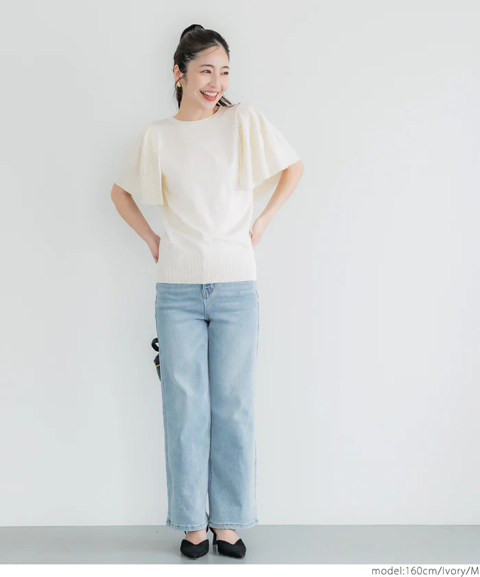 セール★2490円→990円 シャリ感レーヨンケープニット レディース メール便不可 - Image 4