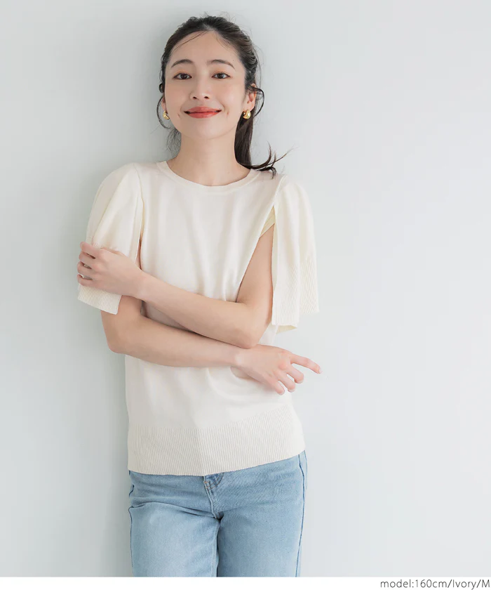 セール★2490円→990円 シャリ感レーヨンケープニット レディース メール便不可 - Image 6