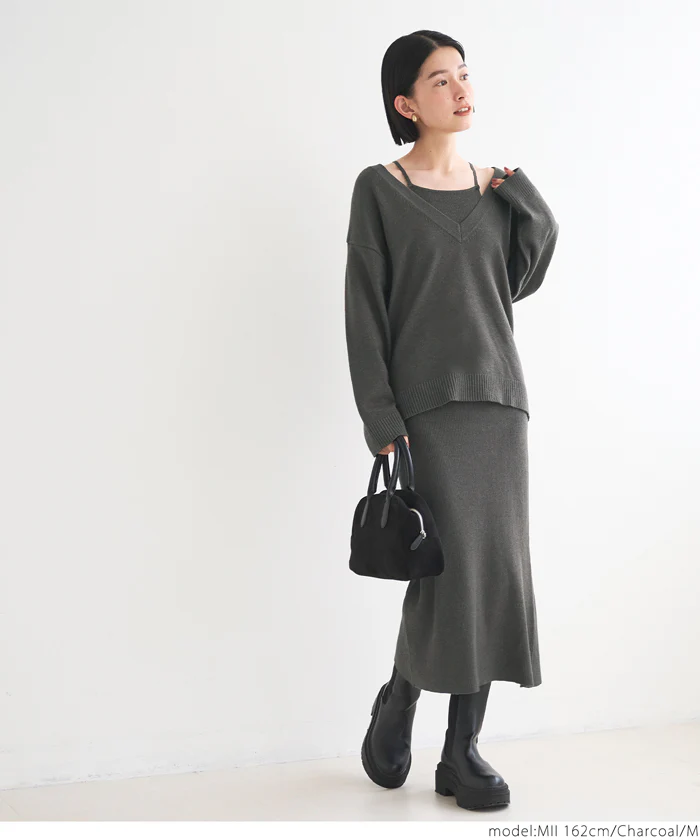 セール★4990円→990円 2点セットVネックニットワンピース レディース メール便不可 - Image 9