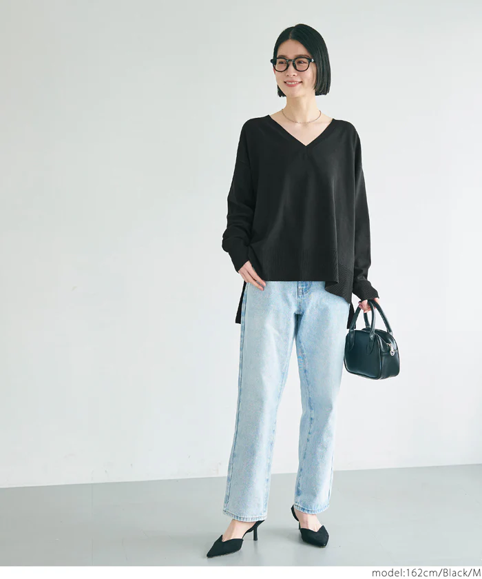 セール★1990円→550円 スポンディッシュニットVネックトップス レディース メール便不可 - Image 3