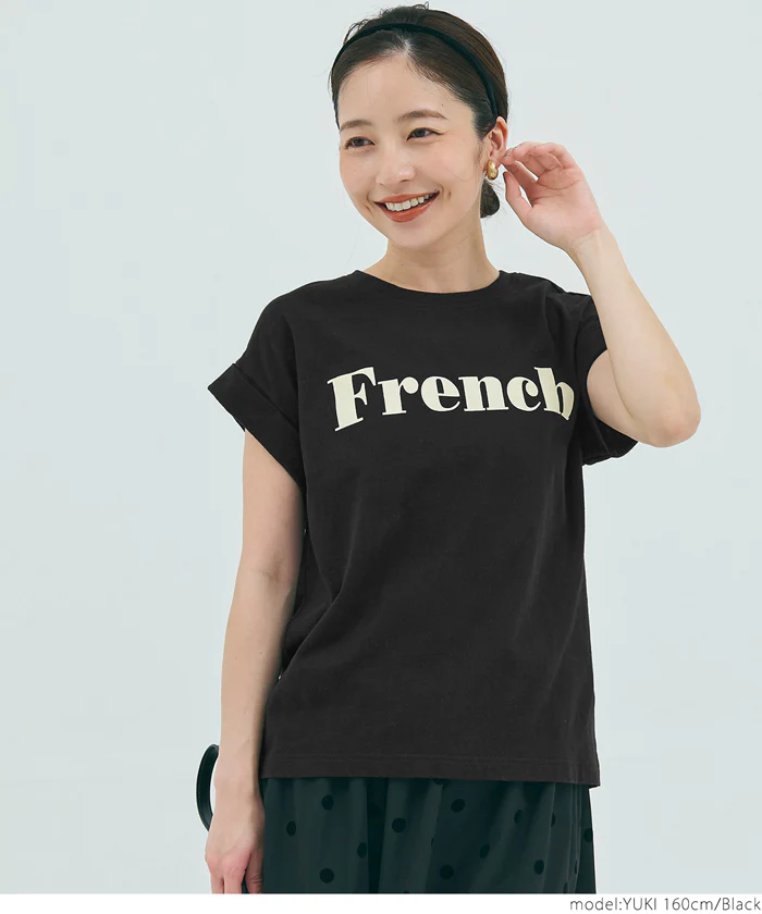 Tシャツ レディース カットソー ロゴTシャツ 半袖 プリント 英字 ロールアップスリーブ  ミディアム丈 メール便可 24aw - Image 10