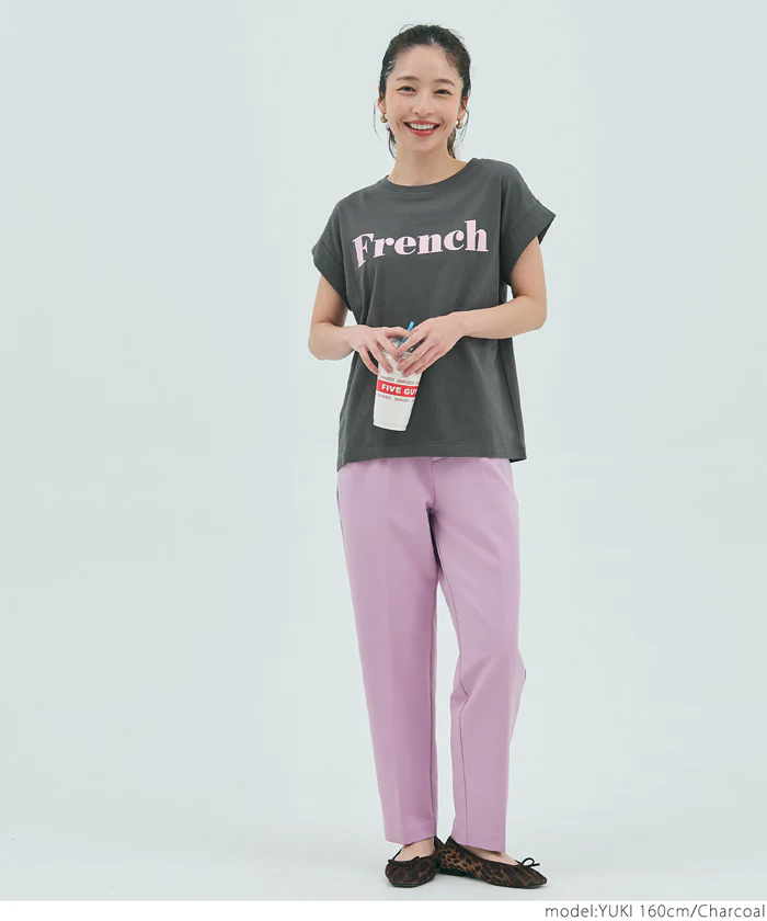 Tシャツ レディース カットソー ロゴTシャツ 半袖 プリント 英字 ロールアップスリーブ  ミディアム丈 メール便可 24aw - Image 14