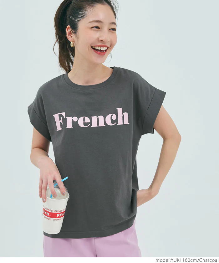 Tシャツ レディース カットソー ロゴTシャツ 半袖 プリント 英字 ロールアップスリーブ  ミディアム丈 メール便可 24aw - Image 15