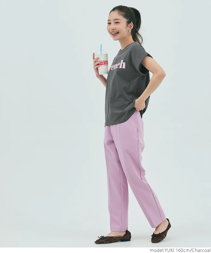 Tシャツ レディース カットソー ロゴTシャツ 半袖 プリント 英字 ロールアップスリーブ  ミディアム丈 メール便可 24aw - Image 16