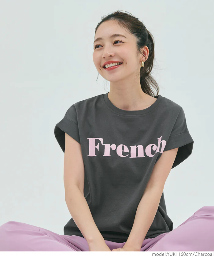 Tシャツ レディース カットソー ロゴTシャツ 半袖 プリント 英字 ロールアップスリーブ  ミディアム丈 メール便可 24aw - Image 17