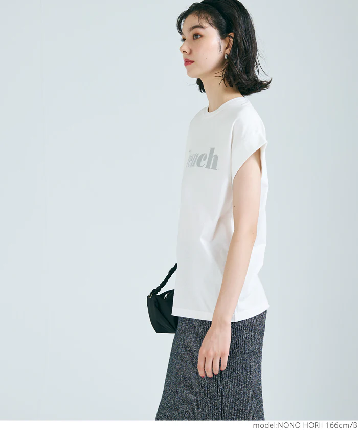 Tシャツ レディース カットソー ロゴTシャツ 半袖 プリント 英字 ロールアップスリーブ  ミディアム丈 メール便可 24aw - Image 4