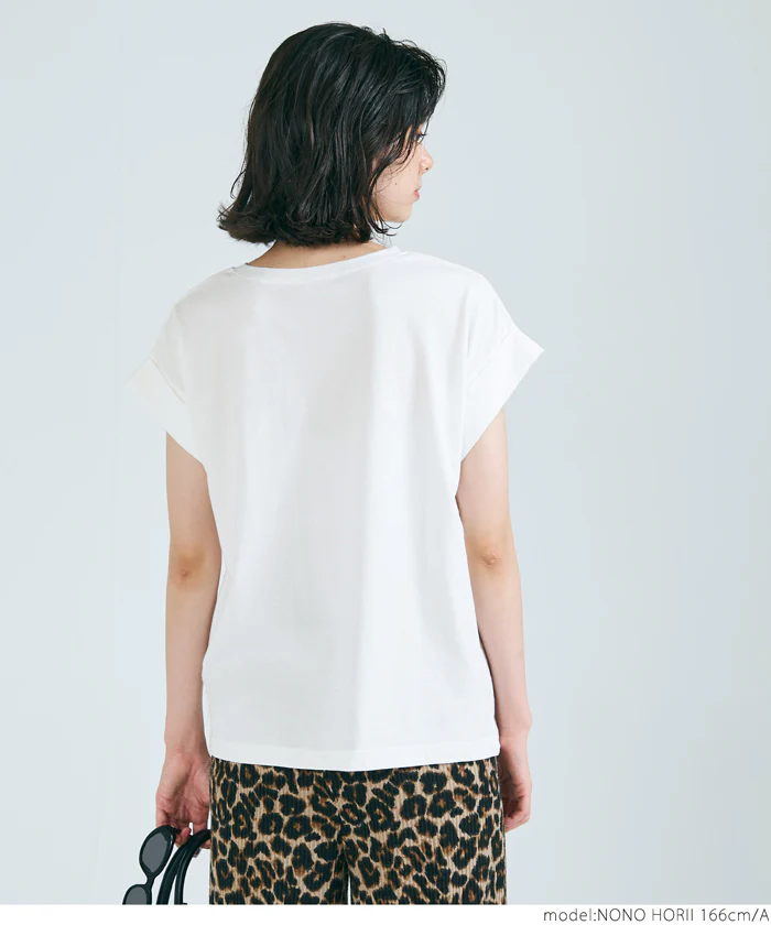 Tシャツ レディース カットソー ロゴTシャツ 半袖 プリント 英字 ロールアップスリーブ  ミディアム丈 メール便可 24aw - Image 7