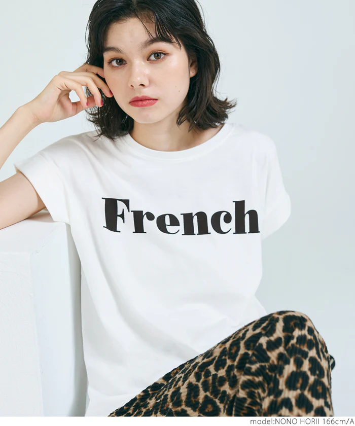 Tシャツ レディース カットソー ロゴTシャツ 半袖 プリント 英字 ロールアップスリーブ  ミディアム丈 メール便可 24aw - Image 9