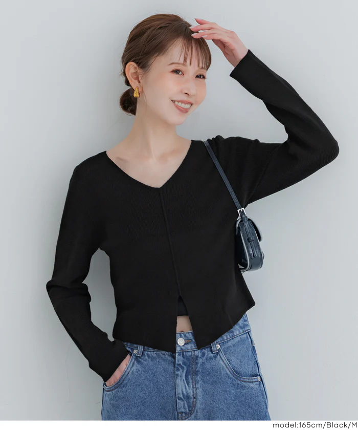 セール★1990円→1490円 フロントスリットニットトップス ウォッシャブル レディース メール便不可 - Image 17
