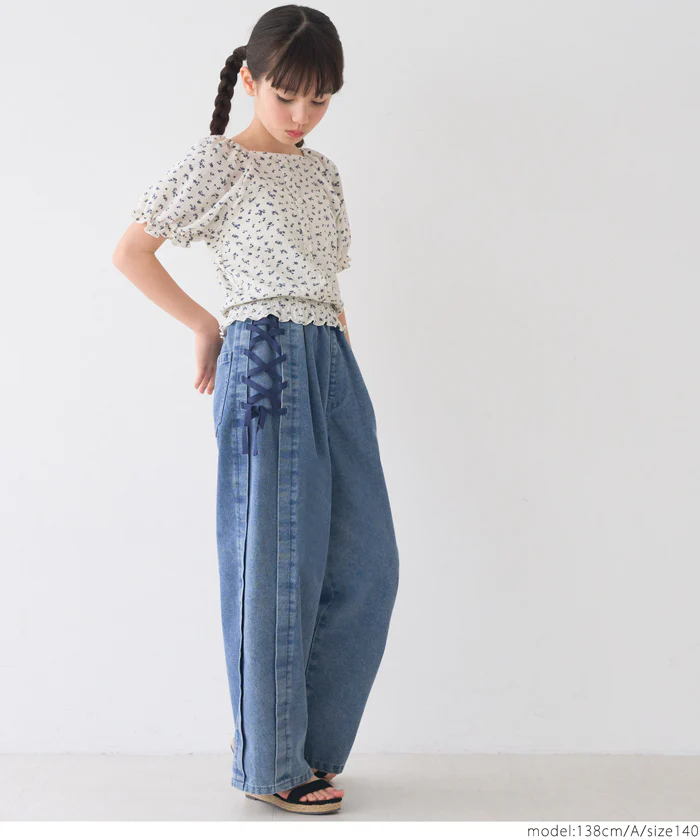 セール★1490円→990円 シャーリング小花柄ブラウス キッズ メール便可 - Image 3