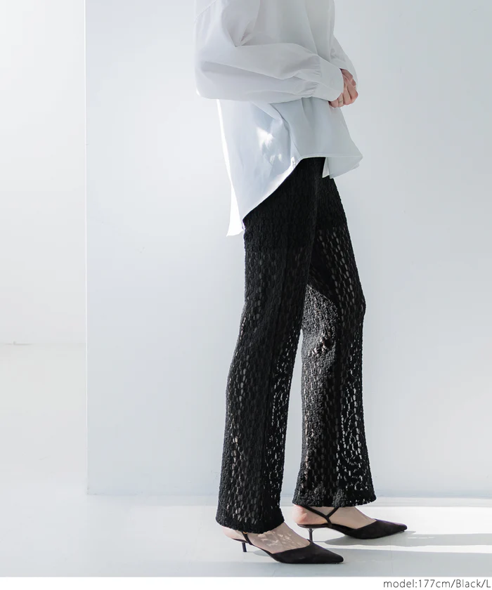 セール★2490円→550円 ストレッチチュールレース フレアパンツ レディース メール便不可 - Image 3