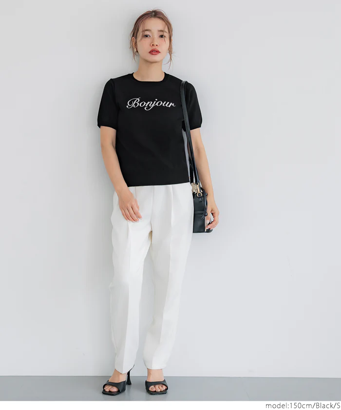 WEB限定セール ★1690円→890円シャリ感レーヨンロゴ刺繍ニット レディース メール便不可 - Image 2