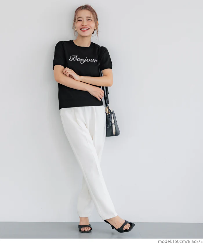 WEB限定セール ★1690円→890円シャリ感レーヨンロゴ刺繍ニット レディース メール便不可 - Image 6