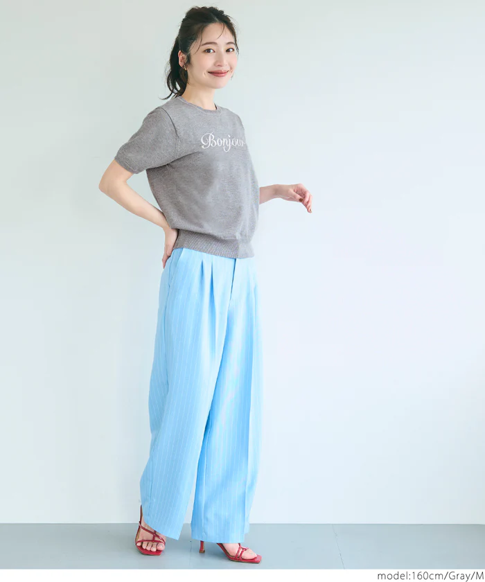 WEB限定セール ★1690円→890円シャリ感レーヨンロゴ刺繍ニット レディース メール便不可 - Image 9