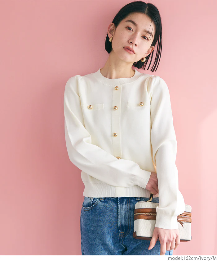 セール★2690円→990円 ゴールドボタンニット レディース メール便不可 - Image 11