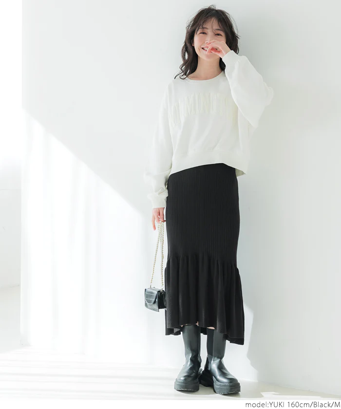 セール★2690円→110円 リブニット裾フレアスカート レディース メール便不可 - Image 2