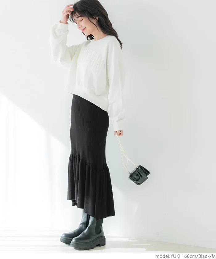 セール★2690円→110円 リブニット裾フレアスカート レディース メール便不可 - Image 3