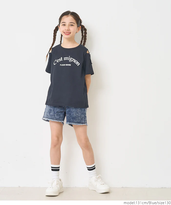 WEB限定セール★1690円→990円 フリンジデニムショートパンツ キッズ メール便不可 - Image 11