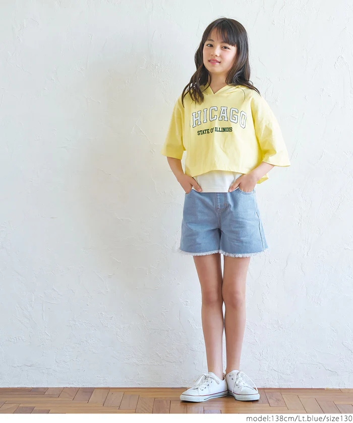 WEB限定セール★1690円→990円 フリンジデニムショートパンツ キッズ メール便不可 - Image 2