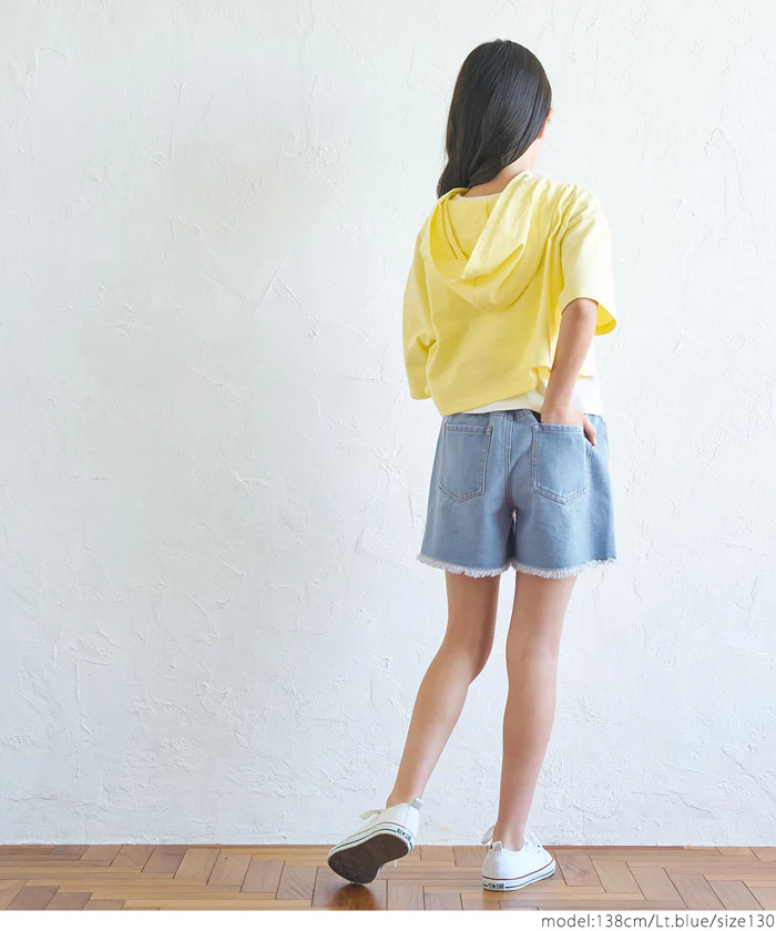 WEB限定セール★1690円→990円 フリンジデニムショートパンツ キッズ メール便不可 - Image 4