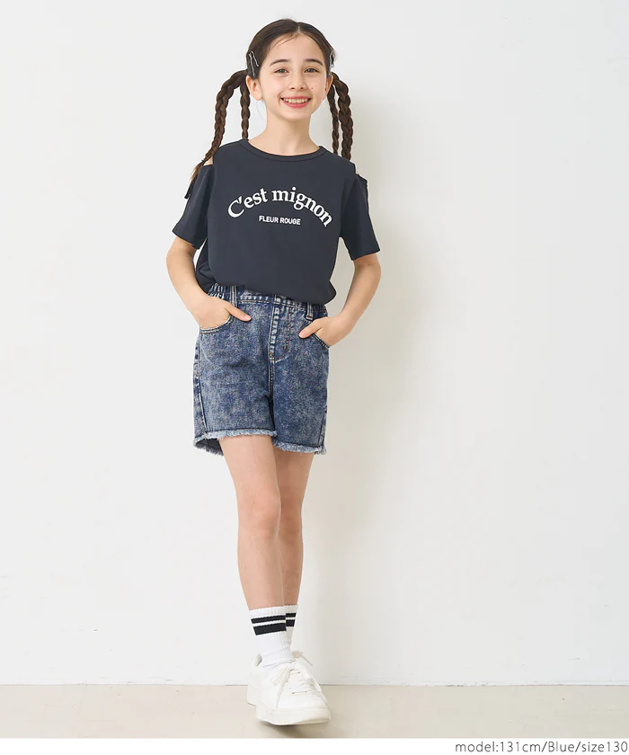 WEB限定セール★1690円→990円 フリンジデニムショートパンツ キッズ メール便不可 - Image 8