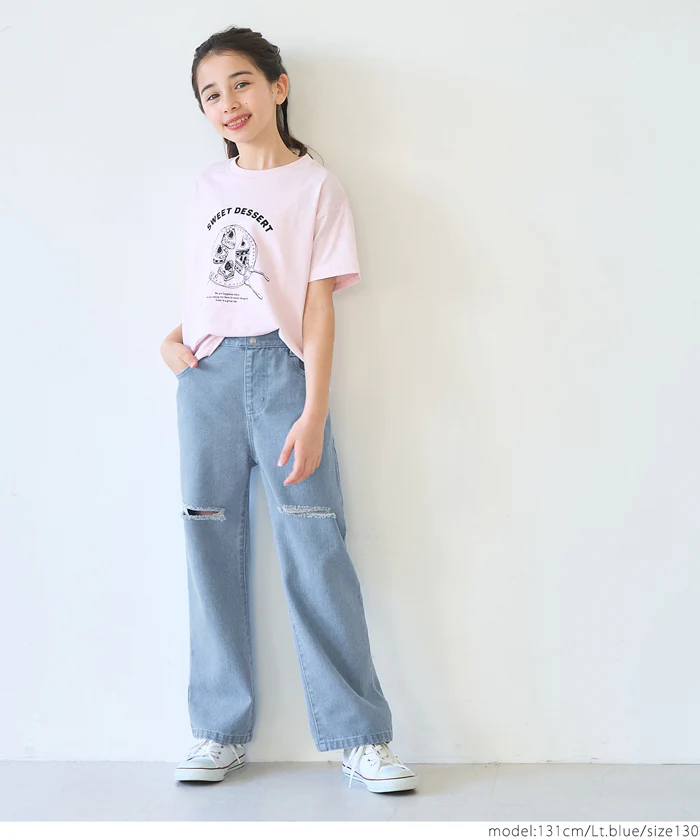 セール ★1990円→990円ダメージ加工デニムロングパンツ キッズ メール便不可 - Image 2