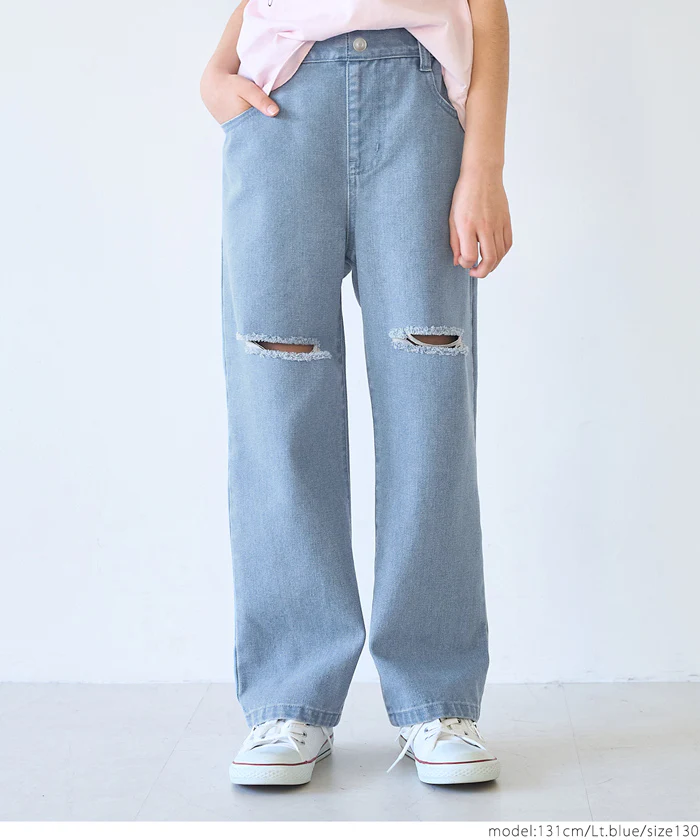 セール ★1990円→990円ダメージ加工デニムロングパンツ キッズ メール便不可 - Image 3