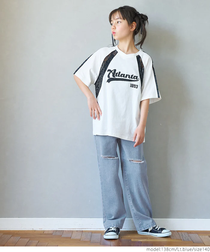 セール ★1990円→990円ダメージ加工デニムロングパンツ キッズ メール便不可 - Image 9