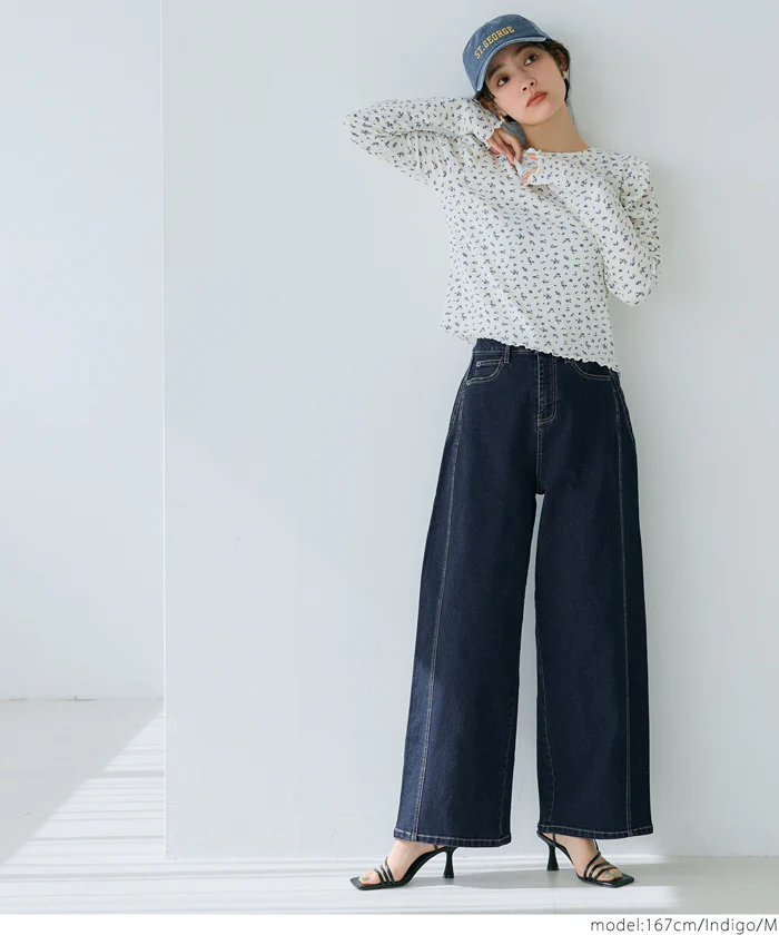 WEB限定セール★3990円→2990円 ワイドシルエットデニムパンツ レディース メール便不可 - Image 10