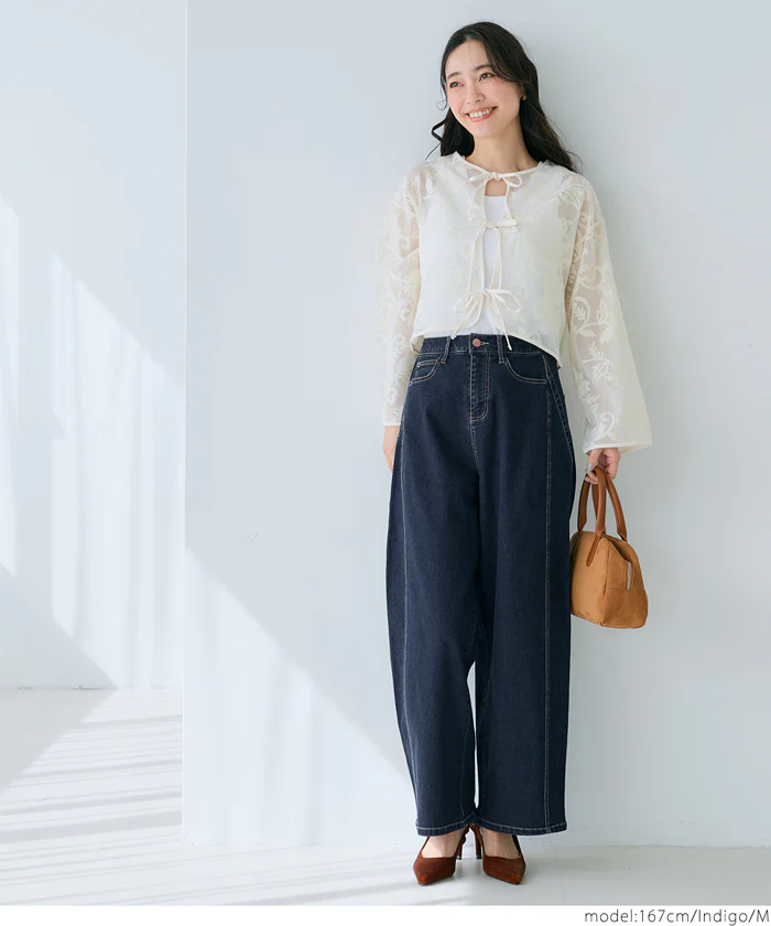 WEB限定セール★3990円→2990円 ワイドシルエットデニムパンツ レディース メール便不可 - Image 2