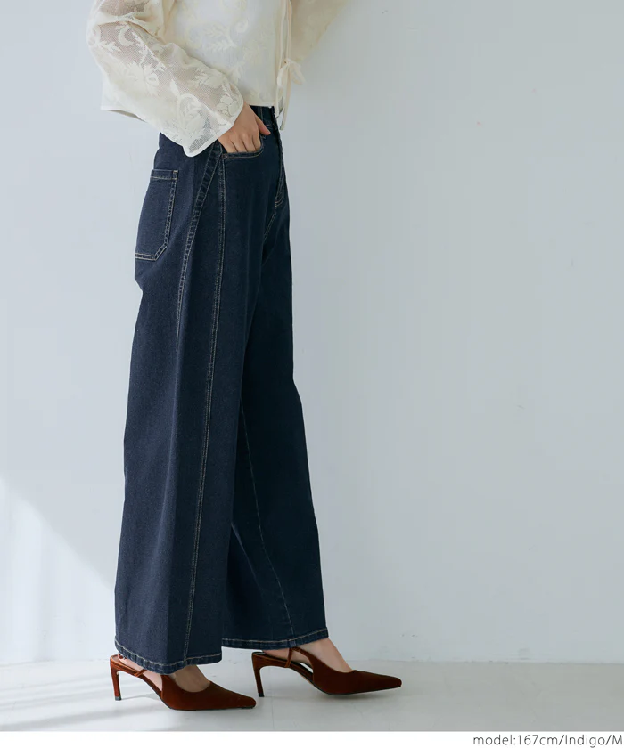 WEB限定セール★3990円→2990円 ワイドシルエットデニムパンツ レディース メール便不可 - Image 3