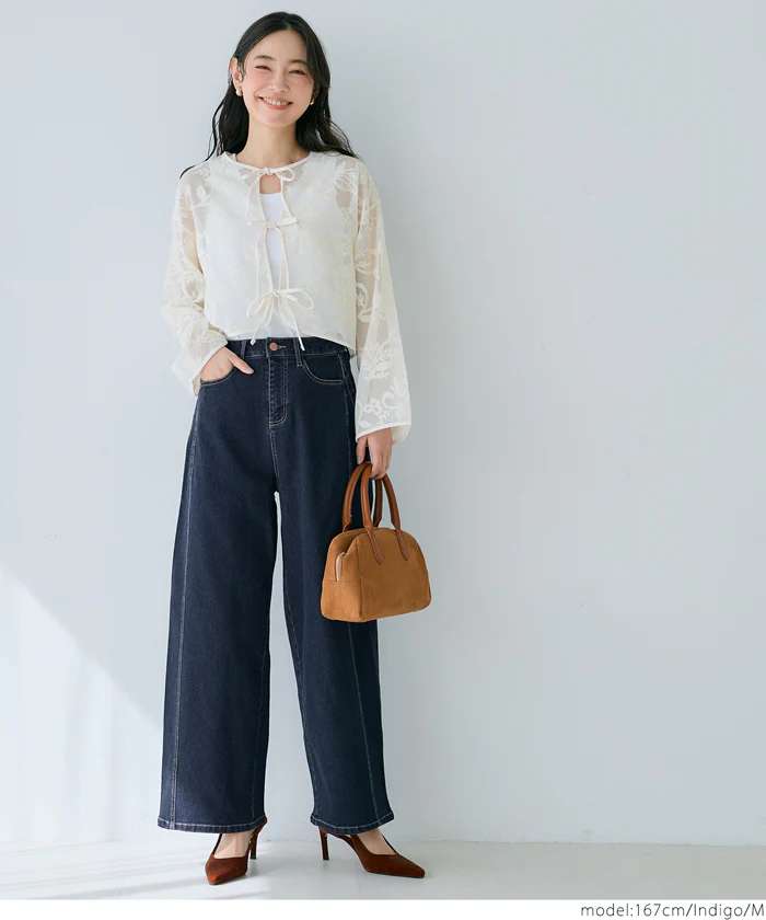 WEB限定セール★3990円→2990円 ワイドシルエットデニムパンツ レディース メール便不可 - Image 7