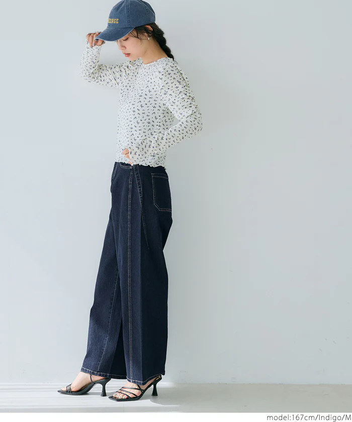 WEB限定セール★3990円→2990円 ワイドシルエットデニムパンツ レディース メール便不可 - Image 9