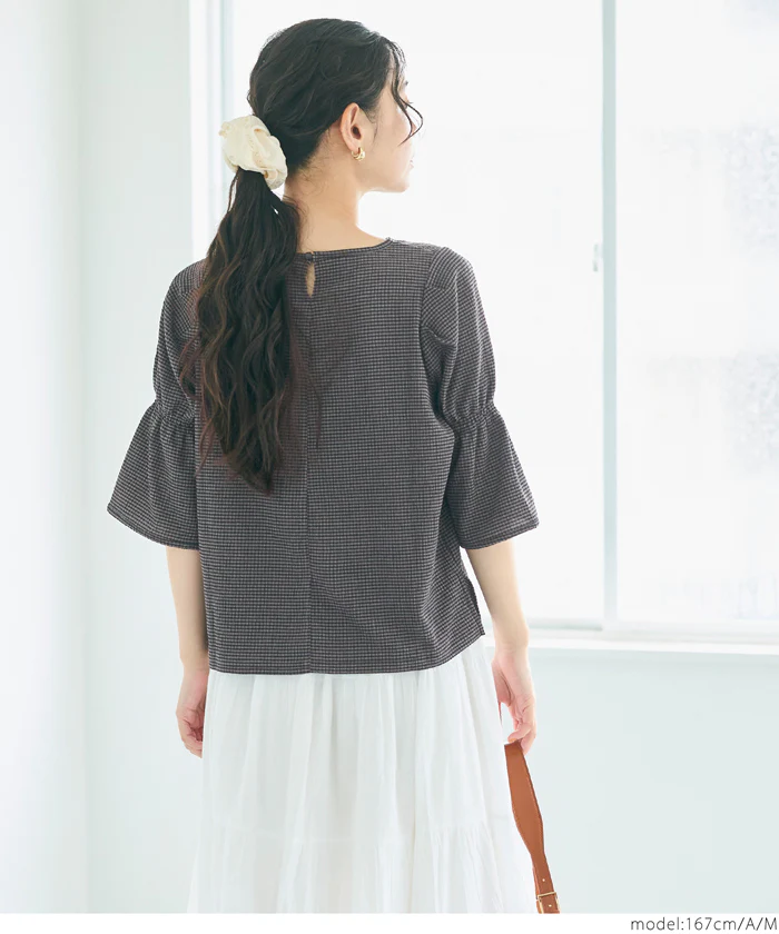 WEB限定セール ★1490円→990円シャーリング5分袖ブラウス レディース メール便不可 - Image 11