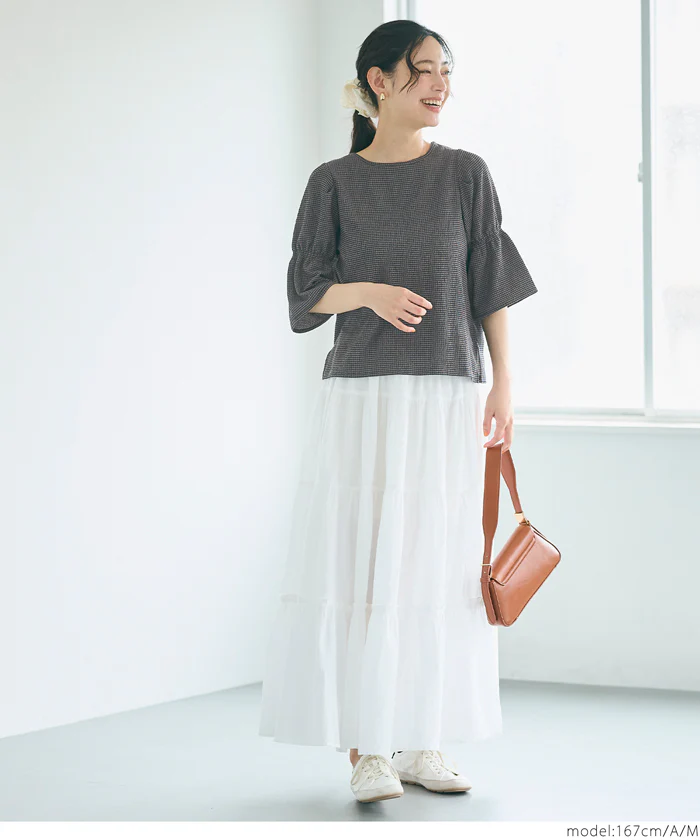 WEB限定セール ★1490円→990円シャーリング5分袖ブラウス レディース メール便不可 - Image 12