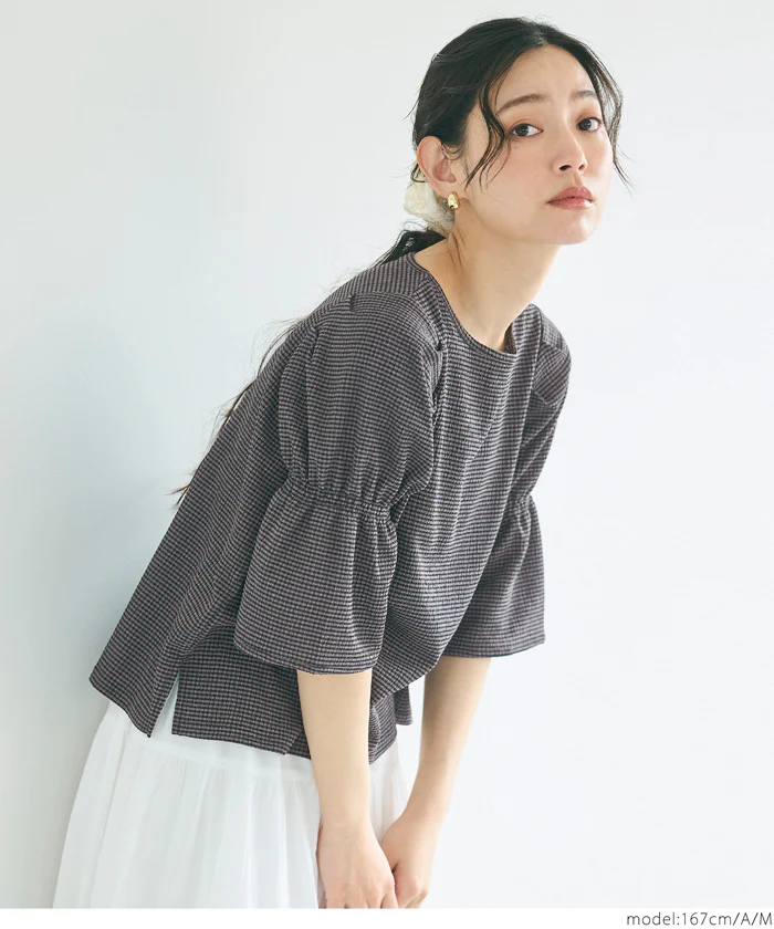 WEB限定セール ★1490円→990円シャーリング5分袖ブラウス レディース メール便不可 - Image 13