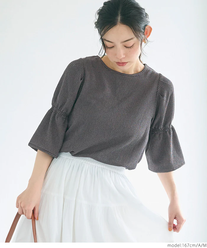 WEB限定セール ★1490円→990円シャーリング5分袖ブラウス レディース メール便不可 - Image 15