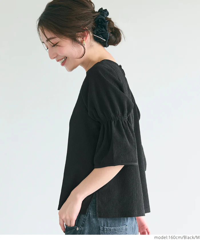 WEB限定セール ★1490円→990円シャーリング5分袖ブラウス レディース メール便不可 - Image 6
