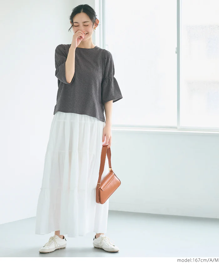 WEB限定セール ★1490円→990円シャーリング5分袖ブラウス レディース メール便不可 - Image 9