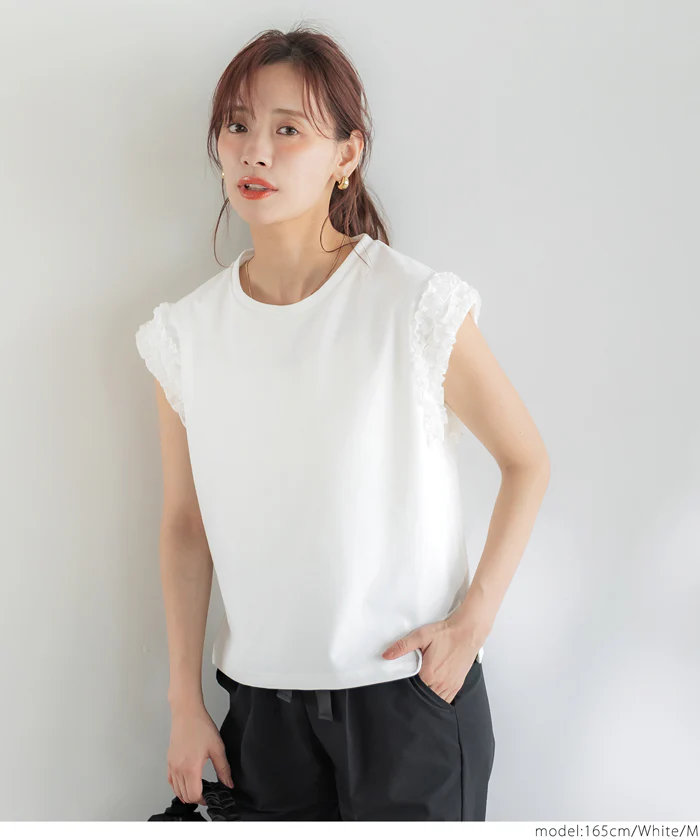 セール★1490円→1290円 肩フリルノースリーブTシャツ レディース メール便不可 coca コカ - Image 3