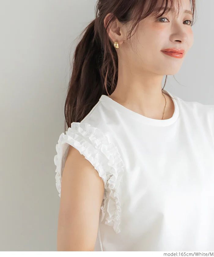 セール★1490円→1290円 肩フリルノースリーブTシャツ レディース メール便不可 coca コカ - Image 4
